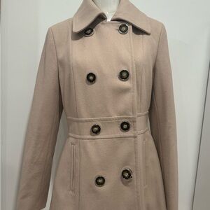 Classic Beige Double-Breasted Women's Coat